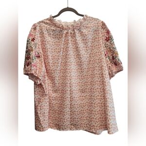 Embroidered Floral Blouse - Pink